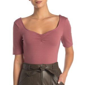 ASTR The Label Cinch Front Bodysuit Dark Mauve sm